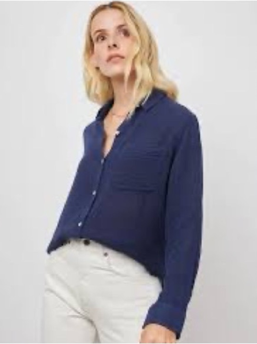 Rails Ellis Cotton  Navy Blue Gauze Button-Down Shirt